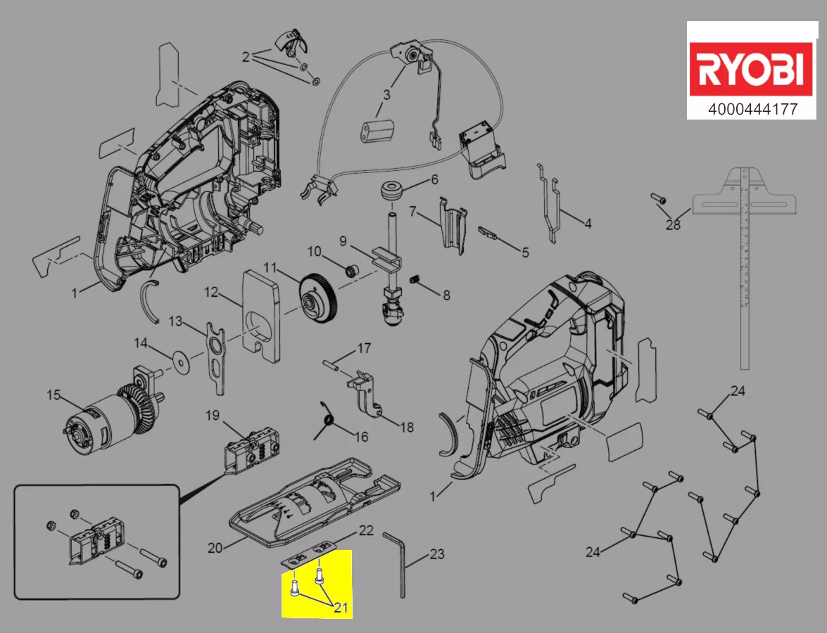vis fixation plaque de base réf. 5131032087 Ryobi